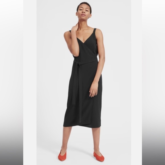 Everlane Japanese GoWeave Tank Wrap Dress Black 6 - Picture 1 of 12
